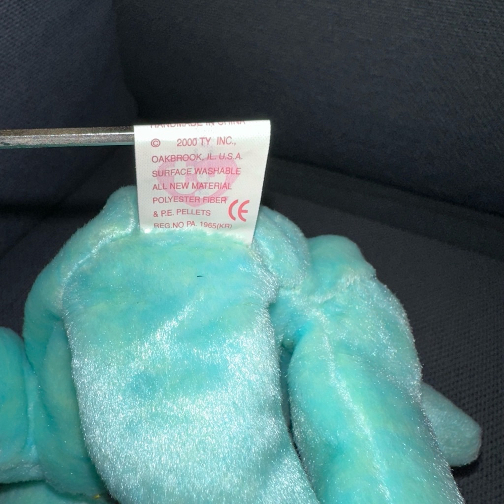Ty Beanie Baby Ariel Light Teal P.E. Pellets 2000 vintage NWMT Retired New - Picture 10 of 13